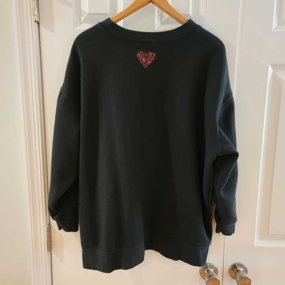 DISNEY‎ Mickey & Minnie Mouse Rhinestone Hearts Sweatshirt XXL - Picture 3 of 10